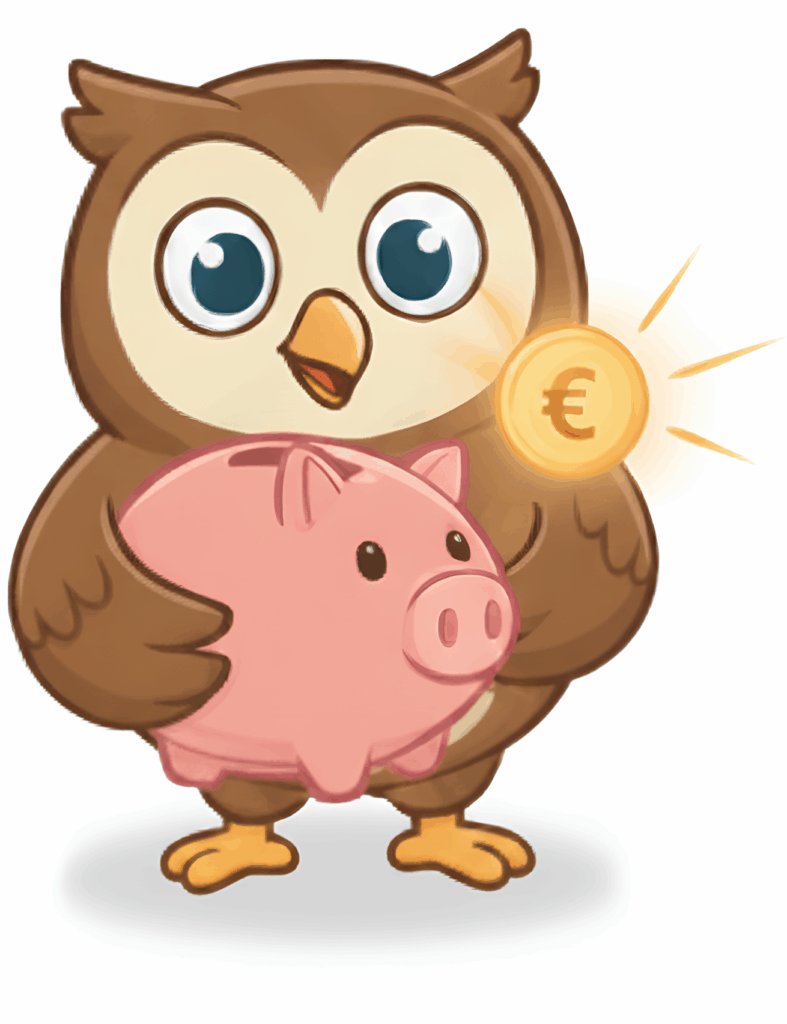 Chouette avec une pièce pour économiser